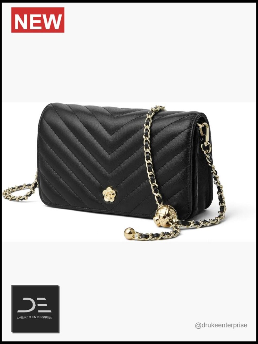 Small Lambskin Leather Quilted Crossbody Purse with Chain Strap, Designer Flap